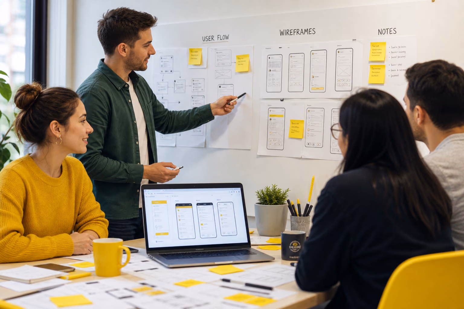 Equipo colaborando en un producto