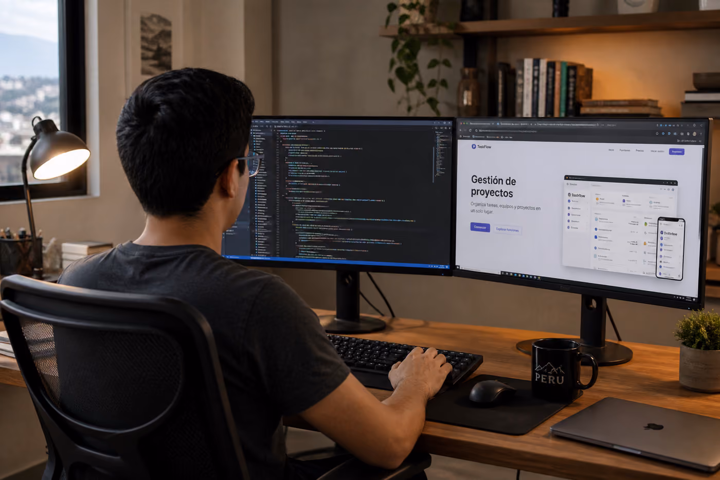 Persona trabajando en un producto de software